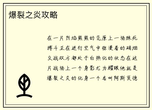 爆裂之炎攻略